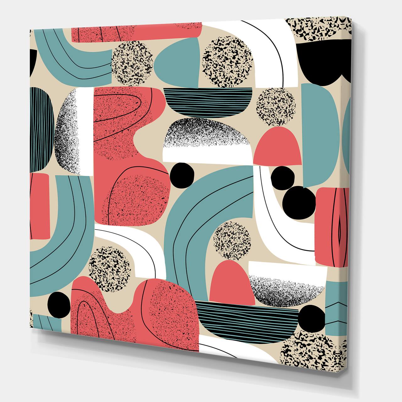 Designart - Retro Shapes With Abstract Suns and Moons III - Modern Canvas Wall Art Print